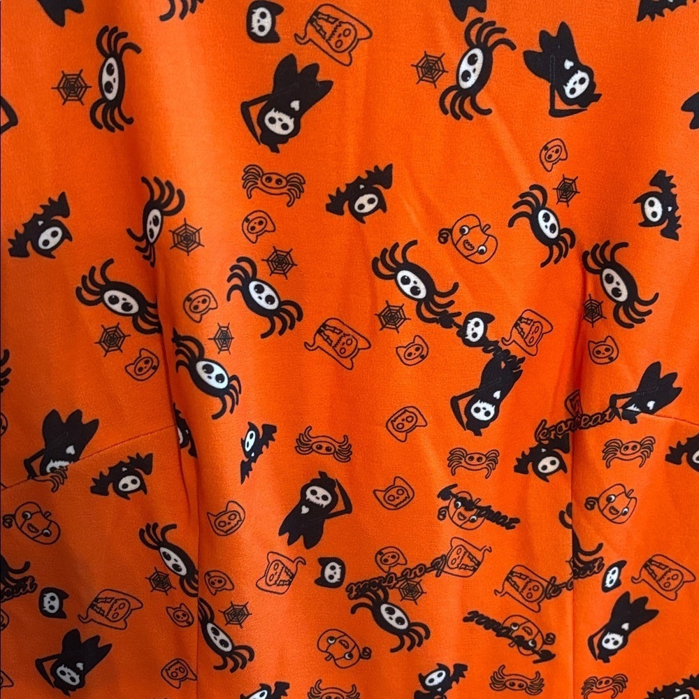 Halloween Orange Floral A-Line Dress - Picture 5 of 7